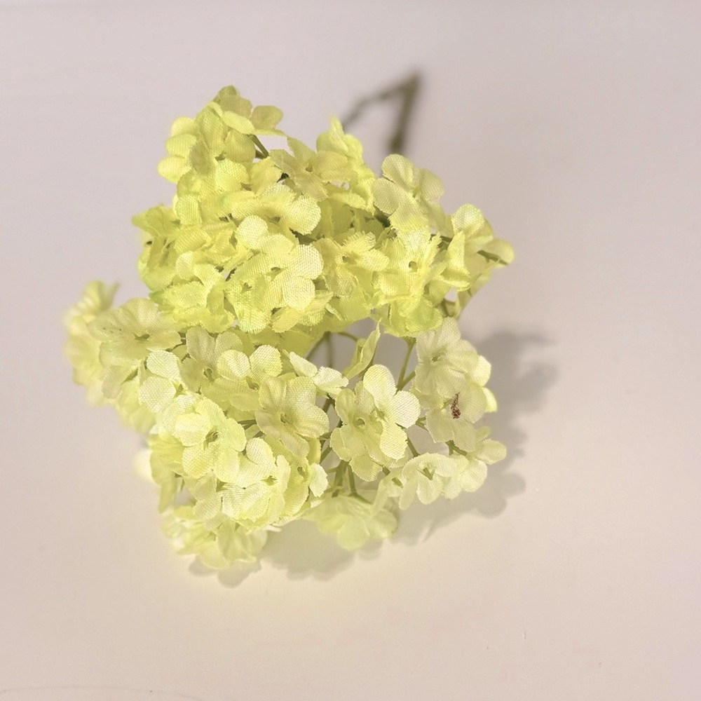 2 SHABBY CHIC Lime Green Hydrangea Floral Stems Arrangement Faux Flower LIFELIKE